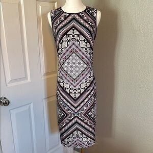 White House Black Market Black and White Midi Dress